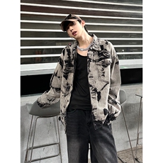 现货5千件男女美式牛仔外套春扎染破坏牛仔衣高街夹克NT521P75，男装夹克，星座301D-2(原星座1004-1）