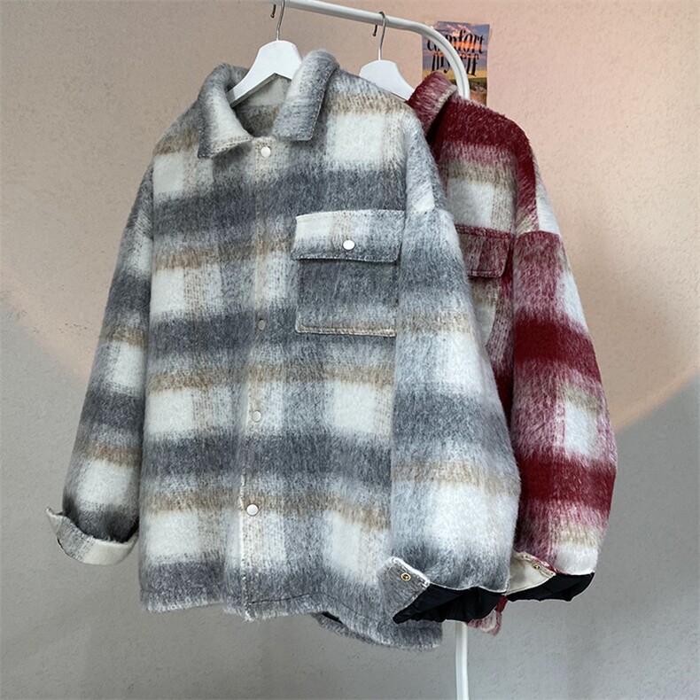 【新增夹棉】MY111-P108控138夹棉P118毛呢格子红大衣加厚外套,女装短外套,电商D232