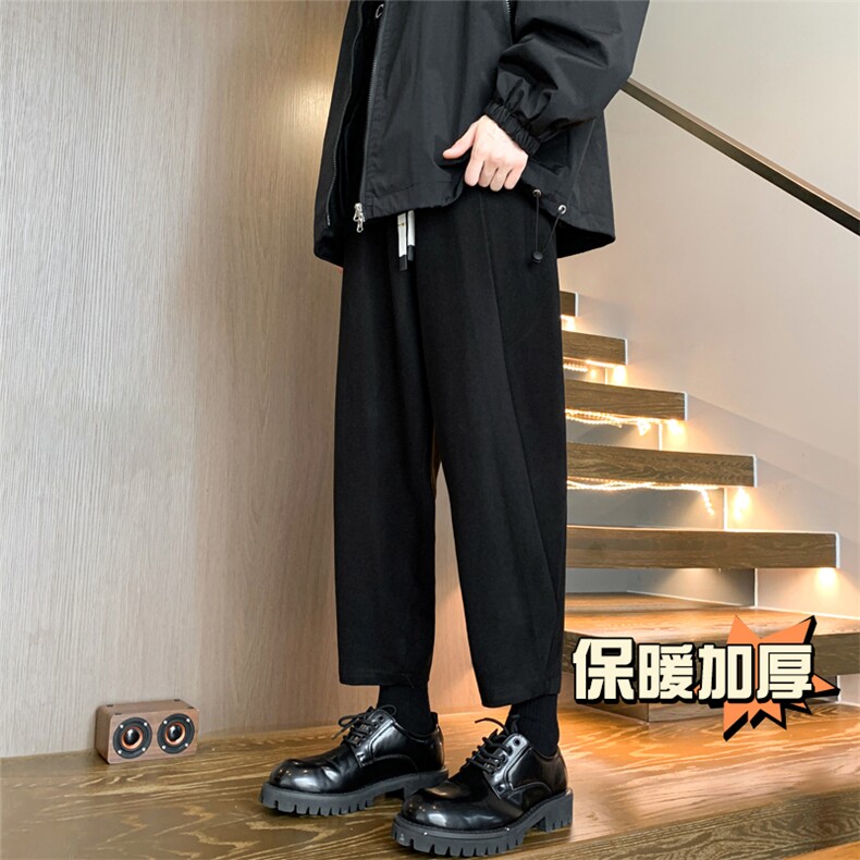 冬季新款加厚抗起球呢料哈伦裤宽松大码休闲萝卜裤小脚男872-P65图片