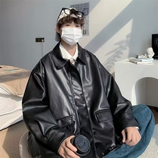高街皮衣夹克男韩版潮流痞子帅2023秋冬新款ins宽松外套W5019-P65，男装皮衣，星座412-3