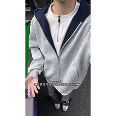 重磅高品质硬挺boxy26春装美式高街结构撞色拼接连帽卫衣开衫外套，女装短外套，电商A486