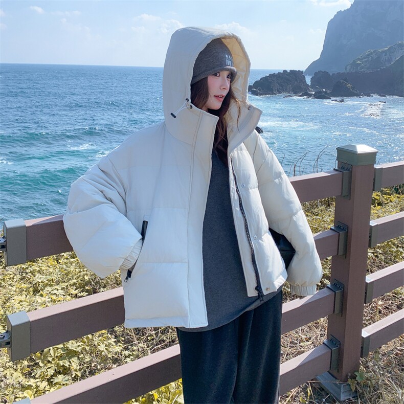 韩版宽松时尚减龄连帽羽绒服女冬季2025新款气质减龄白鸭绒面包服,女装羽绒服,2D013