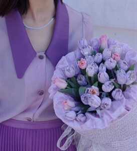 8025  玫瑰花扣衬衣  紫色今年很爆呀图片