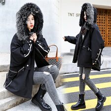 2020冬季新款时尚个性拉链口袋气质修身舒适保暖刺绣派克服，女装派克服，曼娅璐