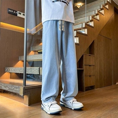 春夏季港风宽松直筒休闲潮流X绳男女同款男牛仔裤NK033-p45外贸，男装牛仔裤，星座224-1