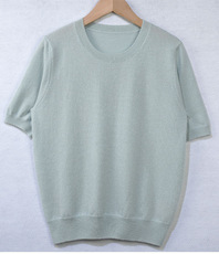 2025年秋季不连帽常规短袖夏季圆领时尚百搭舒适，女装T恤，航淼羊绒