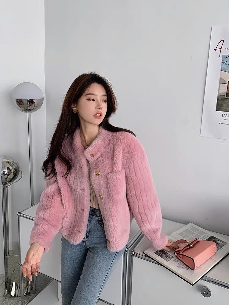 小立领甜美网红范羊毛颗粒外套,女装其它,L·H·X