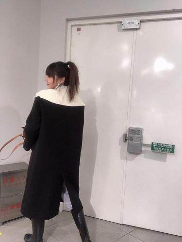 针织领双面羊绒大衣 领子可脱卸.SM图片