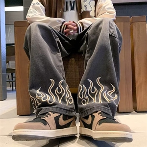 牛仔裤男女秋冬季hiphop宽松休闲裤美式vibe风直筒长裤CN903-P48图片