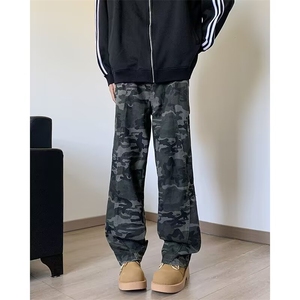 迷彩工装裤男秋季美式复古痞帅潮牌百搭休闲直筒阔腿裤N7006/P48图片