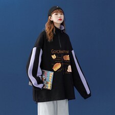 中性风2026秋季新品半拉链宽松卡通印花百搭情侣卫衣B208p55控68，男装卫衣，A247A