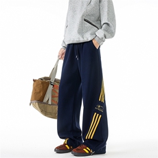 重磅运动条纹卫裤大码拼接设计感三条杠裤子阔腿休闲裤KZ1985/P58，男装休闲裤，电商B238