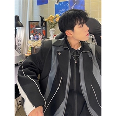 高级感解构层次拼接撞色设计感夹克上衣机车服外套JK3609特P82，男装夹克，星座908-1