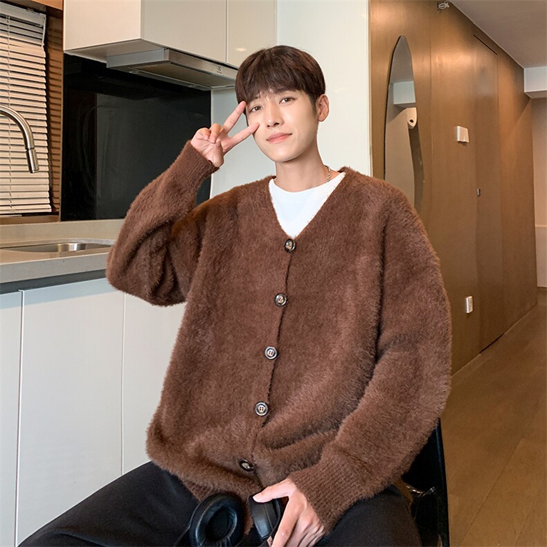 毛衣女设计感小众宽松慵懒V领软软糯糯开衫外套男女M2511-p62,男装针织衫/毛衣,星座1008