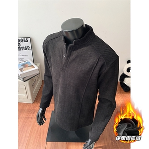 翻领高克重复合银狐绒加绒500克卫衣外套 W983/特P35 黑图片