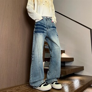 XZ616 春季重磅美式猫须复古水洗渐变休闲牛仔长裤 K26019 特P40，男装休闲裤，星座512A（原616）