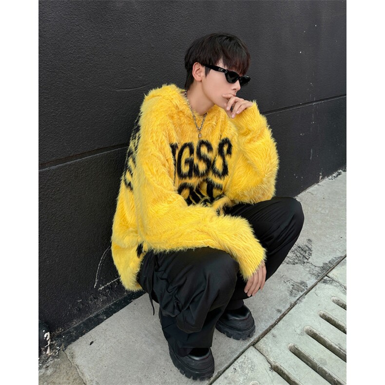美式连帽字母毛衣秋冬新款情侣款宽松复古慵懒风加厚百搭上衣,男装针织衫/毛衣,星座410-6（原星座1304-1）