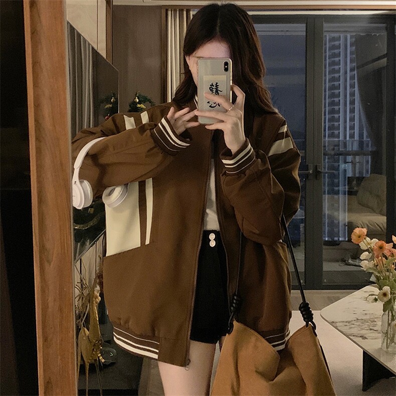 外套女2025春秋高级感棒球服美式复古oversize小众上衣C701-85,女装短外套,星座911-2(原星座613-2）