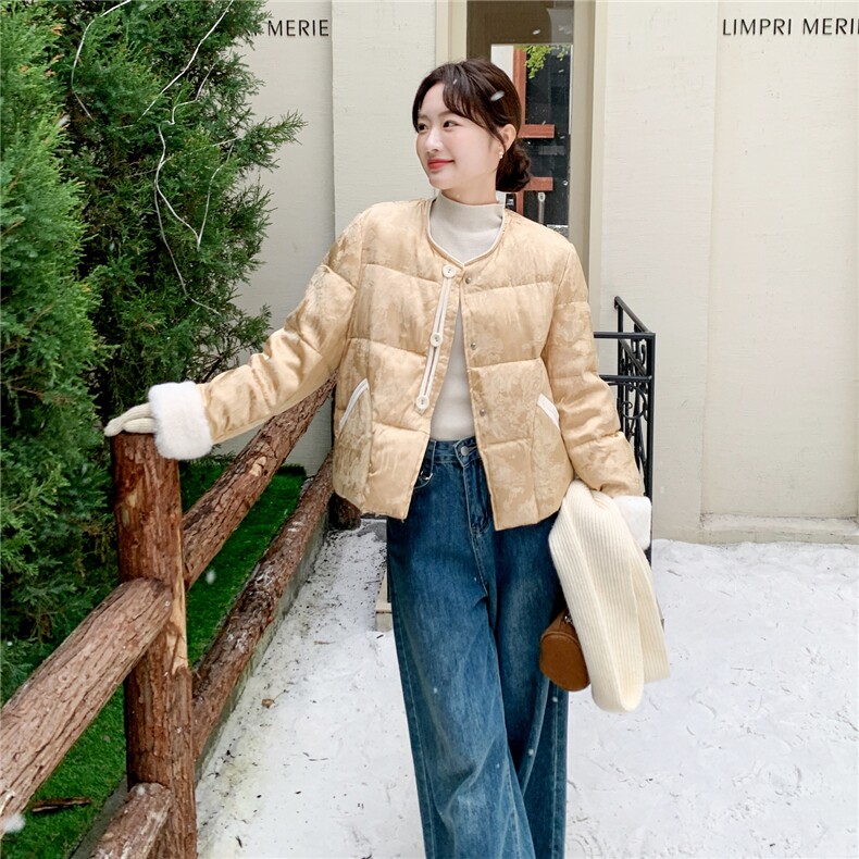 2025年冬季新中式羽绒服短款50白鸭绒RF2C290-6898#-P295-K399，女装羽绒服，蝶眷