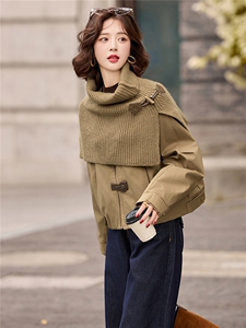 披肩夹棉圆领外套2025年冬装新款气质欧货短款加厚棉服夹克女图片