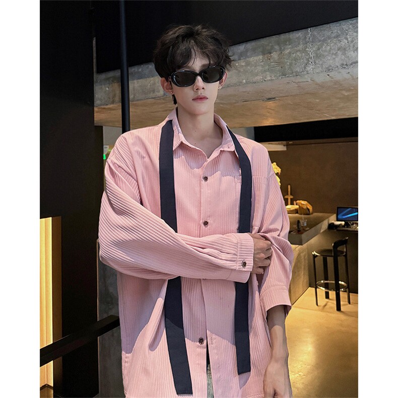 （送个性领带）CS1160-特P42控88肌理感长袖男小众设计大码衬衣,男装衬衫,电商A059