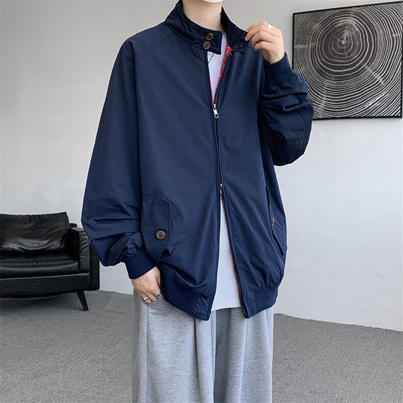 8XL-M美式复古棒球服外套男特大码潮牌双拉链立领夹克衫JK005P85,男装夹克,电商B312