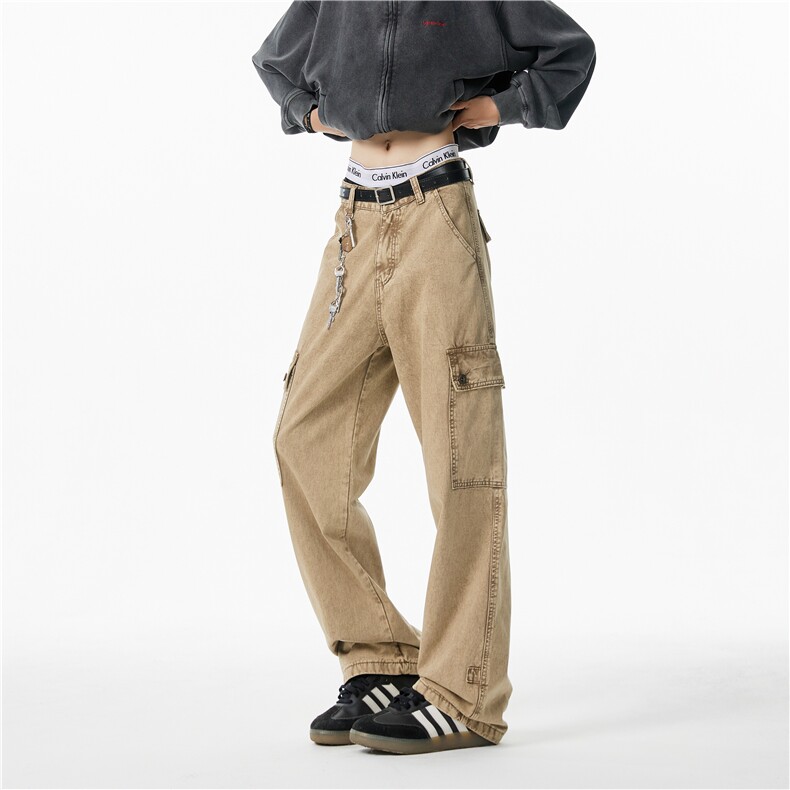 2025新款美式复古水洗做旧宽松休闲直筒工装裤B313-K849-p75控98，男装休闲裤，电商B313