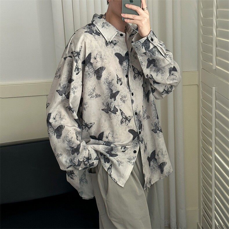 夏季现货印花短袖衬衣男潮牌冰丝花衬衫A351-AC25603-p55控89,男装T恤,电商A351