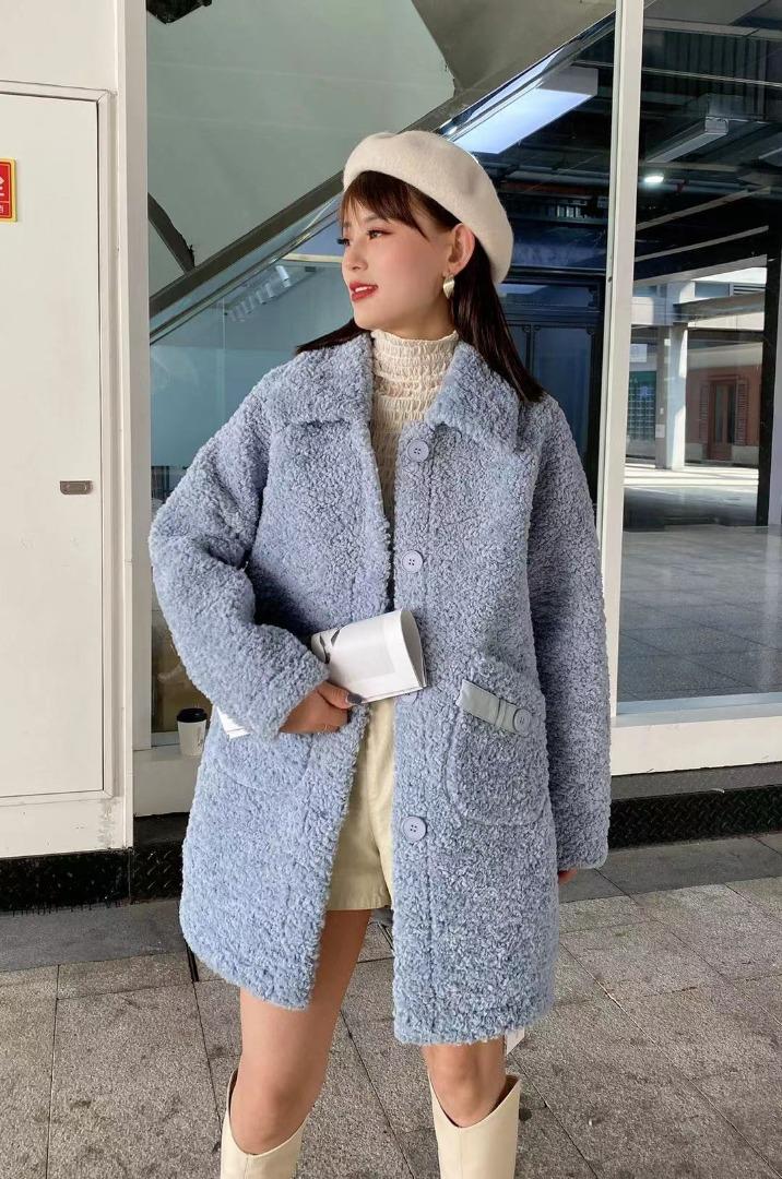 2021新款羊羔毛长版,女装其它,跳跳虫