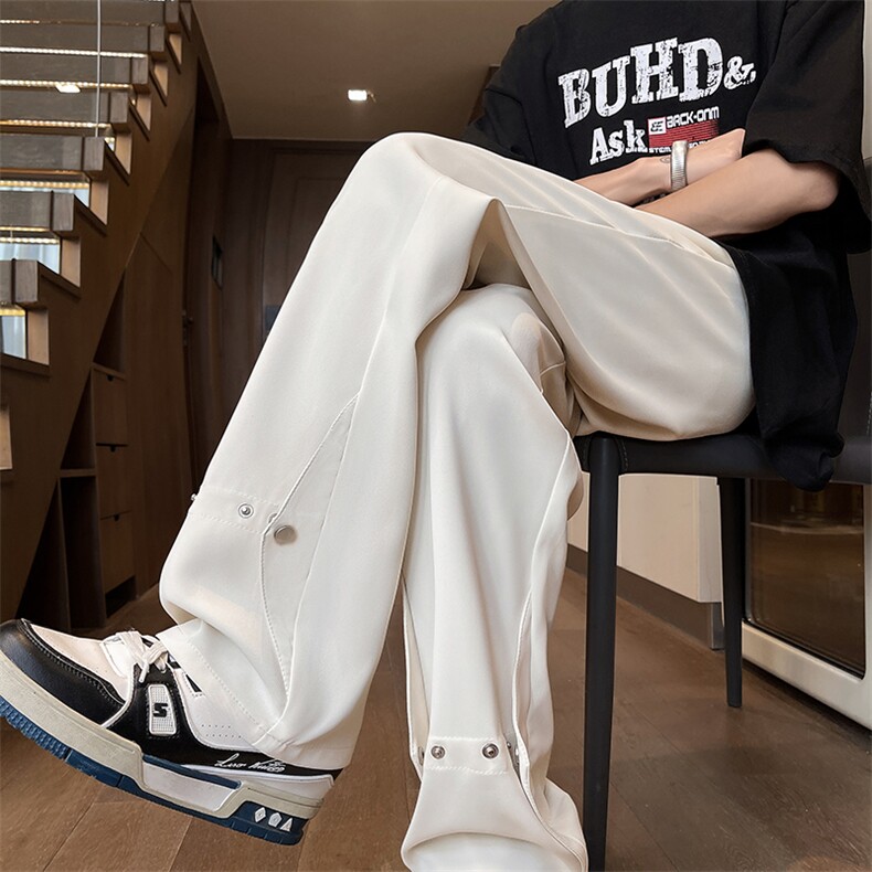 美式高街 hiphop冰丝铆钉微喇休闲裤货号K2425P55图片