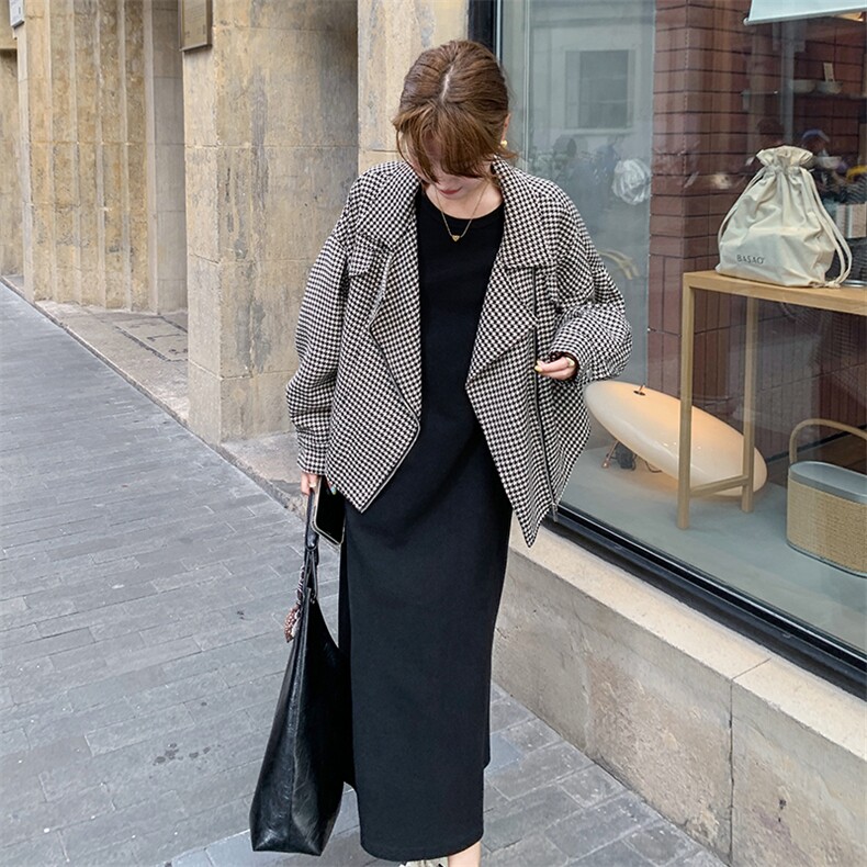 现货春秋季千鸟格外套P145K198-7703,女装短外套,2C210