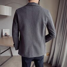 格子呢料中长款呢子大衣无头风秋冬新款外套A328-20383-P115，男装毛呢大衣，星座406