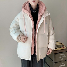 日系oversize假两件连帽棉服男女冬季加厚面包服外套MF311-P92，男装棉衣，星座412-2