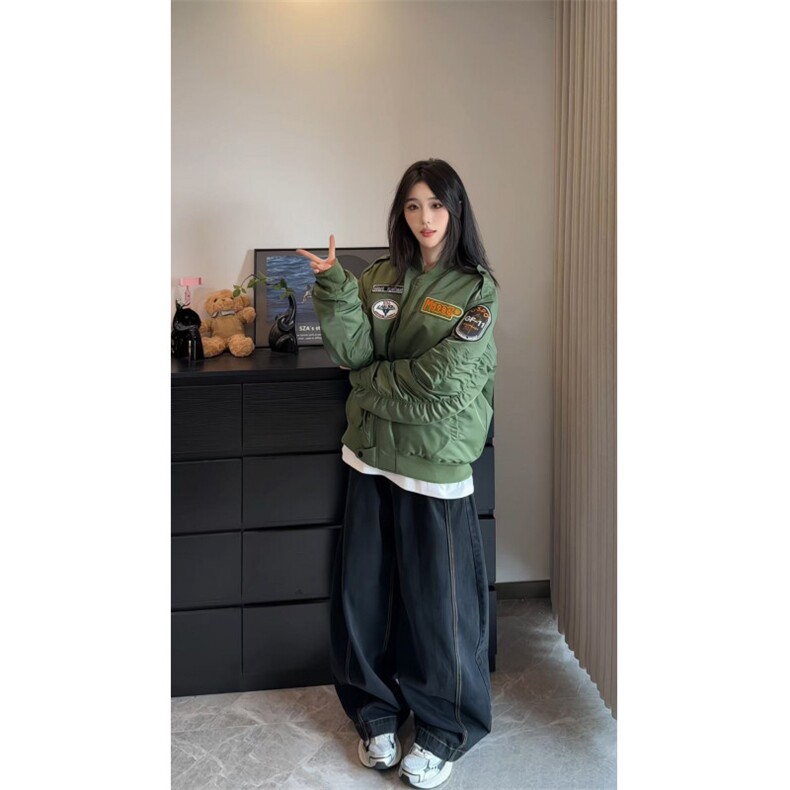 潮牌美式机车风男女教练飞行员夹克外套百搭刺绣棒球棉服L01批85,男装夹克,星座307A