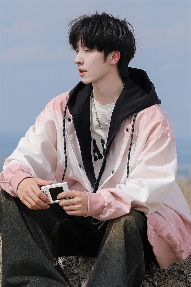 G0132-P85秋季新款日系cityboy连帽假两件渐变夹克外套,男装夹克,星座109