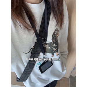 腊肠狗印花卫衣美式圆领套头高级感休闲百搭上衣W4700-特价28图片