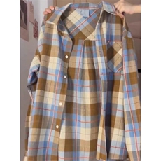 TC682-p45新款色织秋冬新款长袖格子衬衫女上衣格子条纹，女装衬衫，星座617A-2