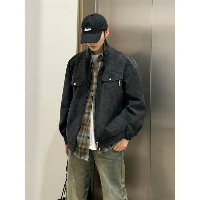 网图有货美式复古重磅座山蟒夹克男女底特律立领外套A891-P70,男装夹克,星座1505