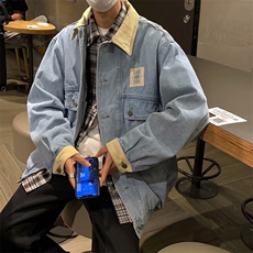 工装纽扣牛仔夹克衫秋季轻熟风男装衣服男韩版潮流帅气青少年外套，男装工装外套，星座1210-1