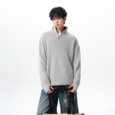 8XL-M立领半拉链毛衣男大码慵懒风宽松日系针织衫外套MY19002P78，男装针织衫/毛衣，电商B312