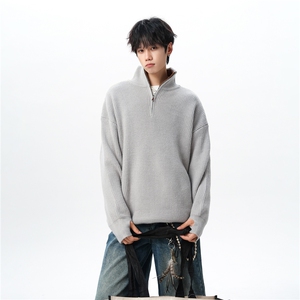 8XL-M立领半拉链毛衣男大码慵懒风宽松日系针织衫外套MY19002P78图片