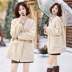 2024冬季新款加厚皮毛一体气质外套保暖大衣，女装棉衣/棉服，半夏