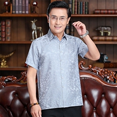夏季新款爸爸中年男士夏装短袖衬衫老年人，男装衬衫，钱塘6003（原4033）