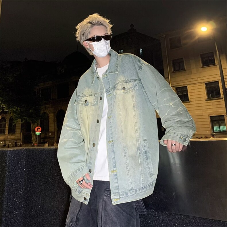 F148-P58韩版小众设计感夹克男士春季新款户外宽松百搭牛仔外套,男装夹克,星座512-6