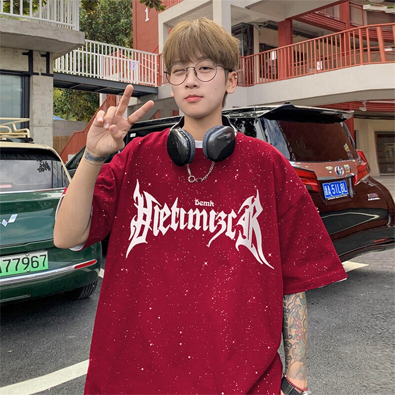 量大优供抖音视频支持得物配合二开美式满天星亮片短袖T恤MTX601,男装T恤,电商A486-1