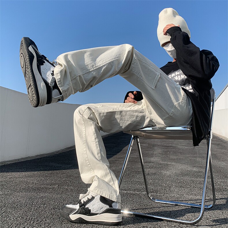 美式ins高街hiphop新款弹力修身直筒休闲裤货号K675P65图片