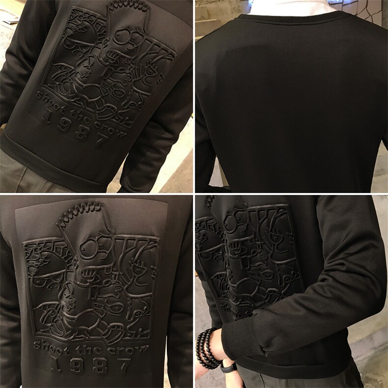常规创意连帽秋季宽松印花青少年套头卫衣青春流行精致韩风卡通动漫,男装卫衣,电商A441
