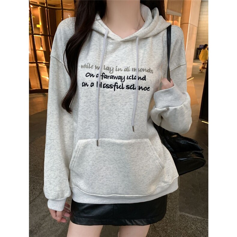 C0240-P55美式灰色连帽卫衣外套女刺绣加绒加厚P65,女装卫衣/绒衫,星座617A-2