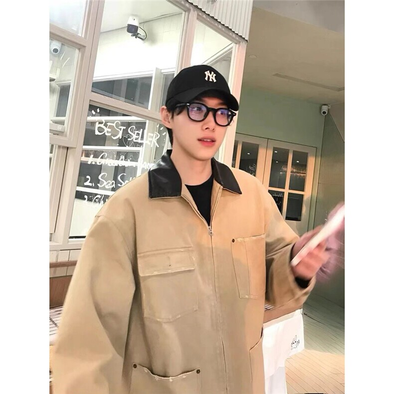 W22-P95美式工装帆布外套男女2025春秋冬季宽松百搭休闲,男装工装外套,电商B323A