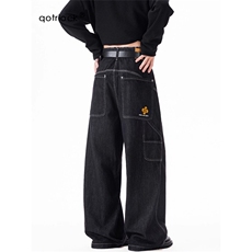 AK2135-P55美式复古原色原浆宽松百搭阔腿裤弯刀裤，女装休闲裤，星座617A-2